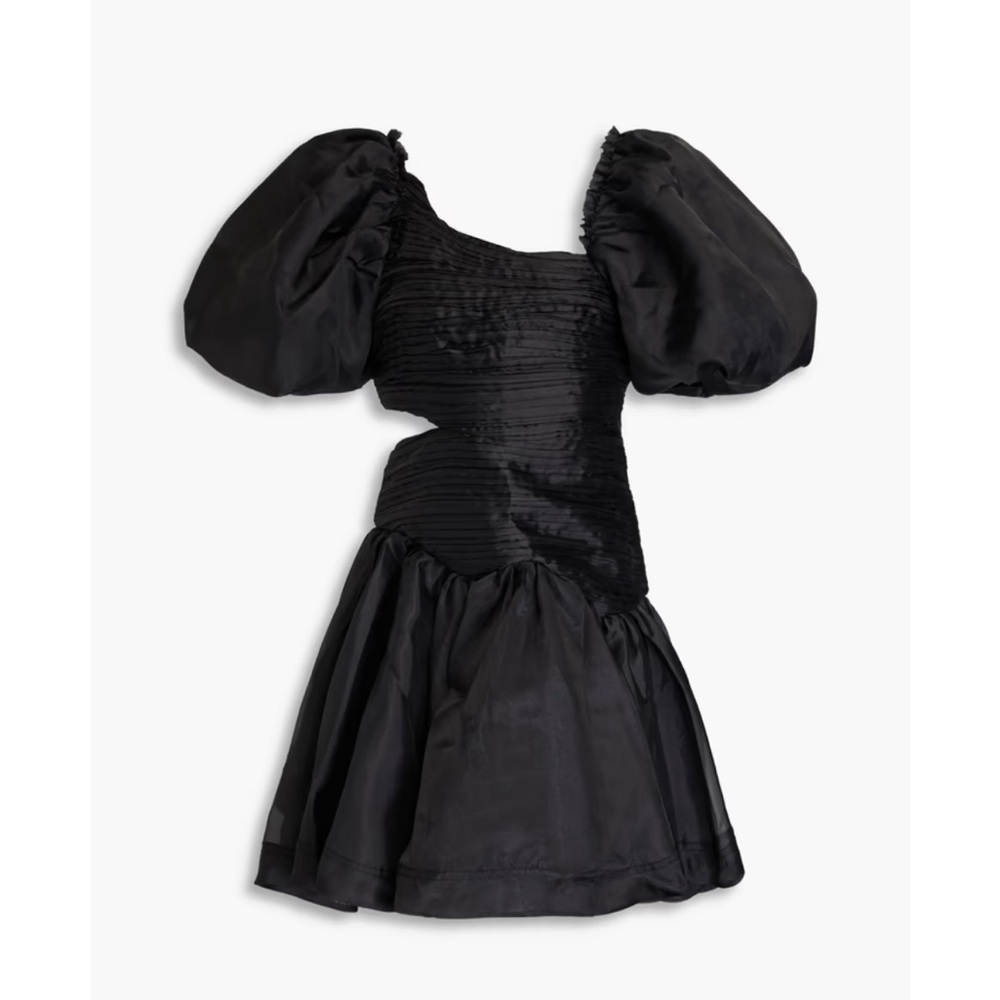 Aje Black Puff-Sleeve Mini Dress